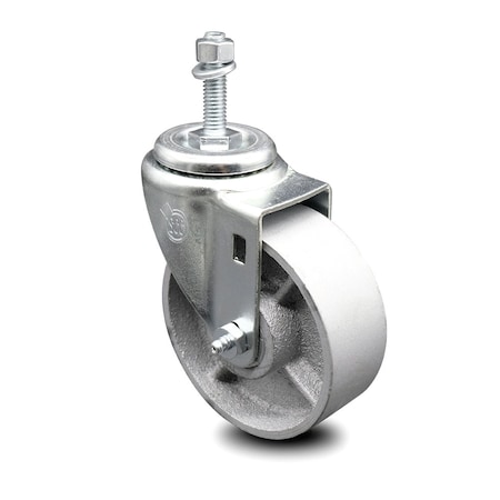 Service Caster Semi Steel Swivel Threaded Stem Caster w/Roller Bearing - 4" Wheel & 10MM Stem SCC-TS20S415-SSR-M1015